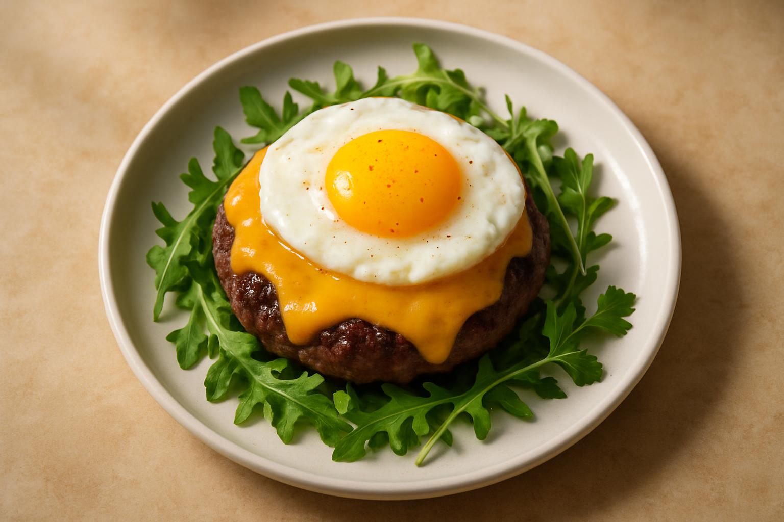 Burger sans pain avec œuf miroir — dîner KETO du jeudi