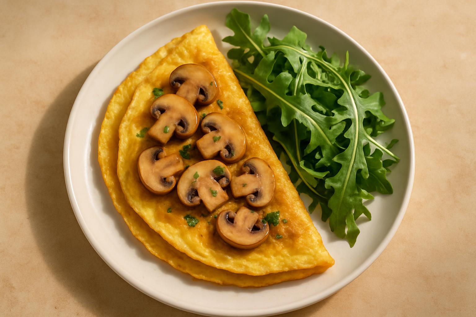 Omelette aux champignons et salade verte — dîner KETO du mardi