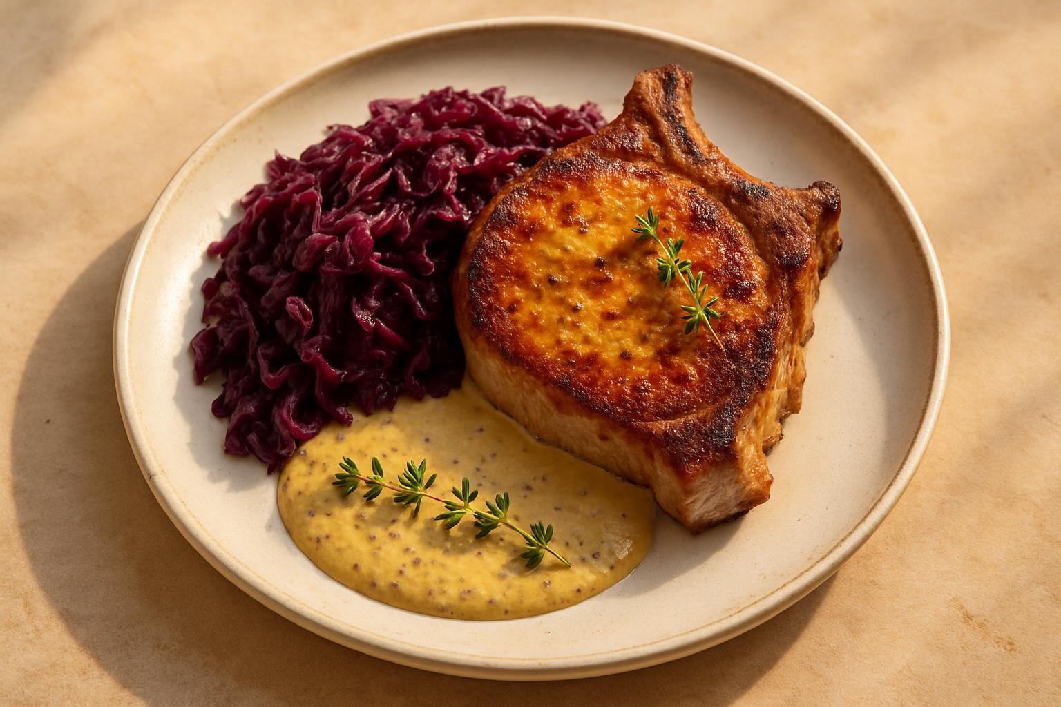 Côte de porc et chou rouge braisé — dîner KETO du samedi